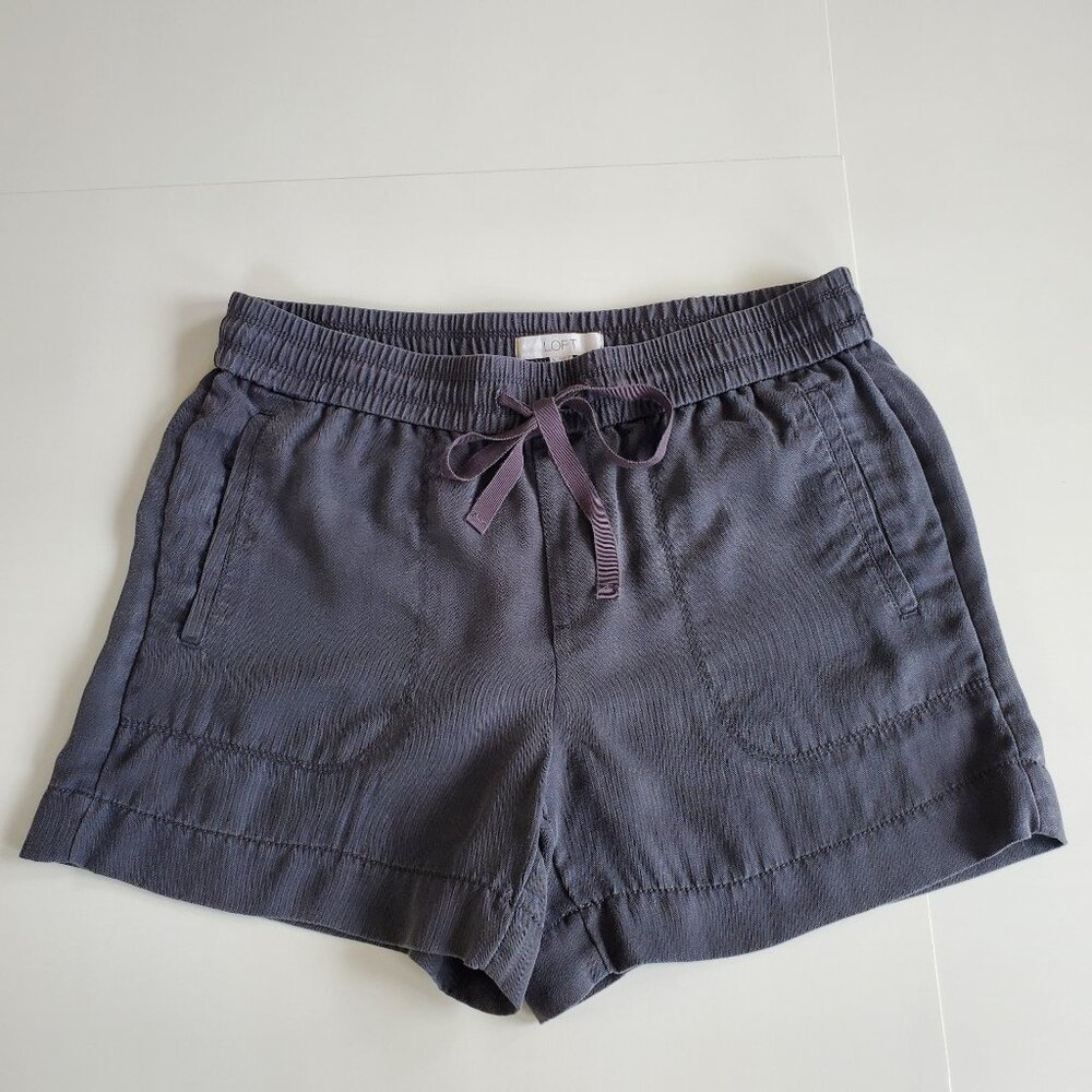 Loft shorts dark gray elastic waist drawstring 4 in inseam 100% lyocell